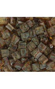 Miyuki tila 5x5mm beads - Picasso transparent saffron TL-4501